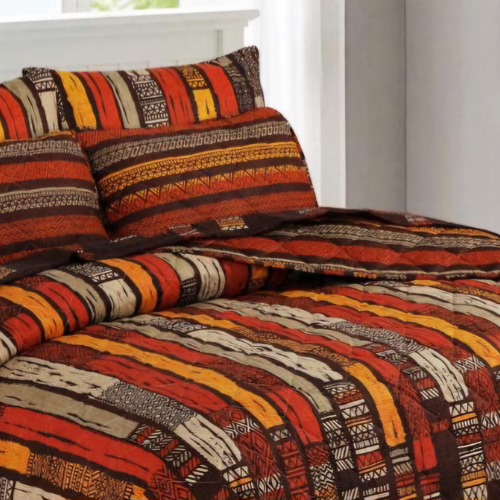 Red Bars Comforter Set-7pc