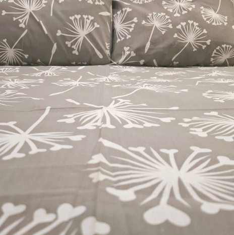 Botanical Floral Grey Bedsheet