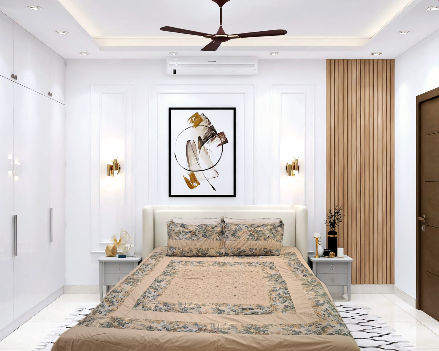 Skin floral Embroidery Patchwork Bedsheet