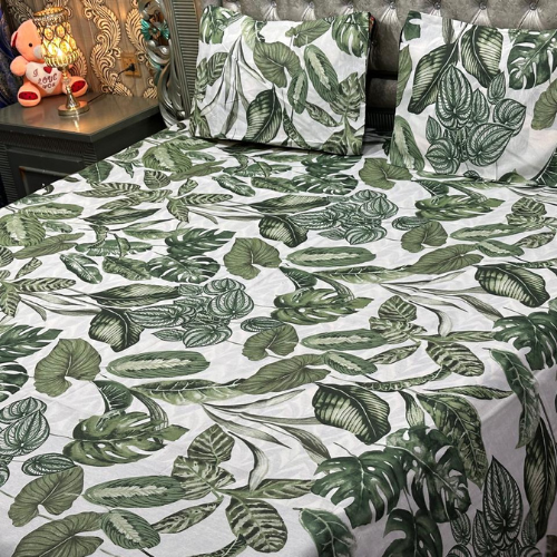 Green Vibrant Leaves Bedsheet