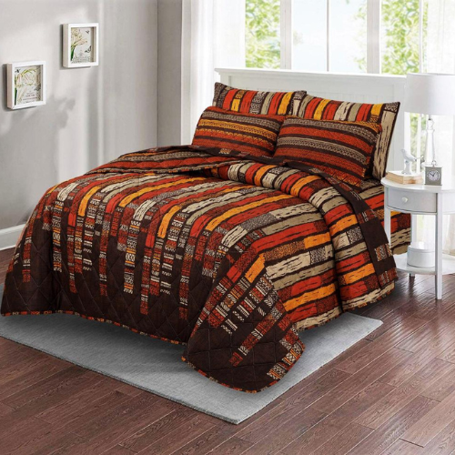 Red Bars Comforter Set-7pc